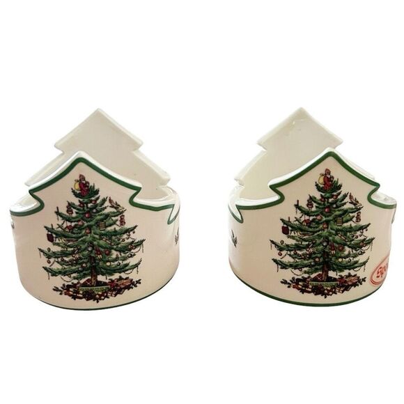 Spode Christmas Tree Pierced Tea Light Holder with Tea Lights 2 New Box Crazing - Picture 1 of 10
